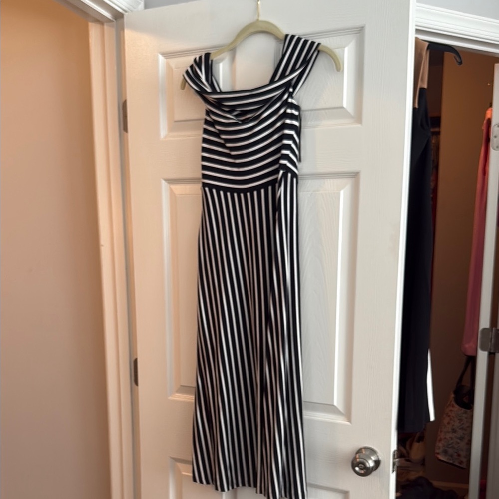 Banana Republic One Shoulder Black and White Dress